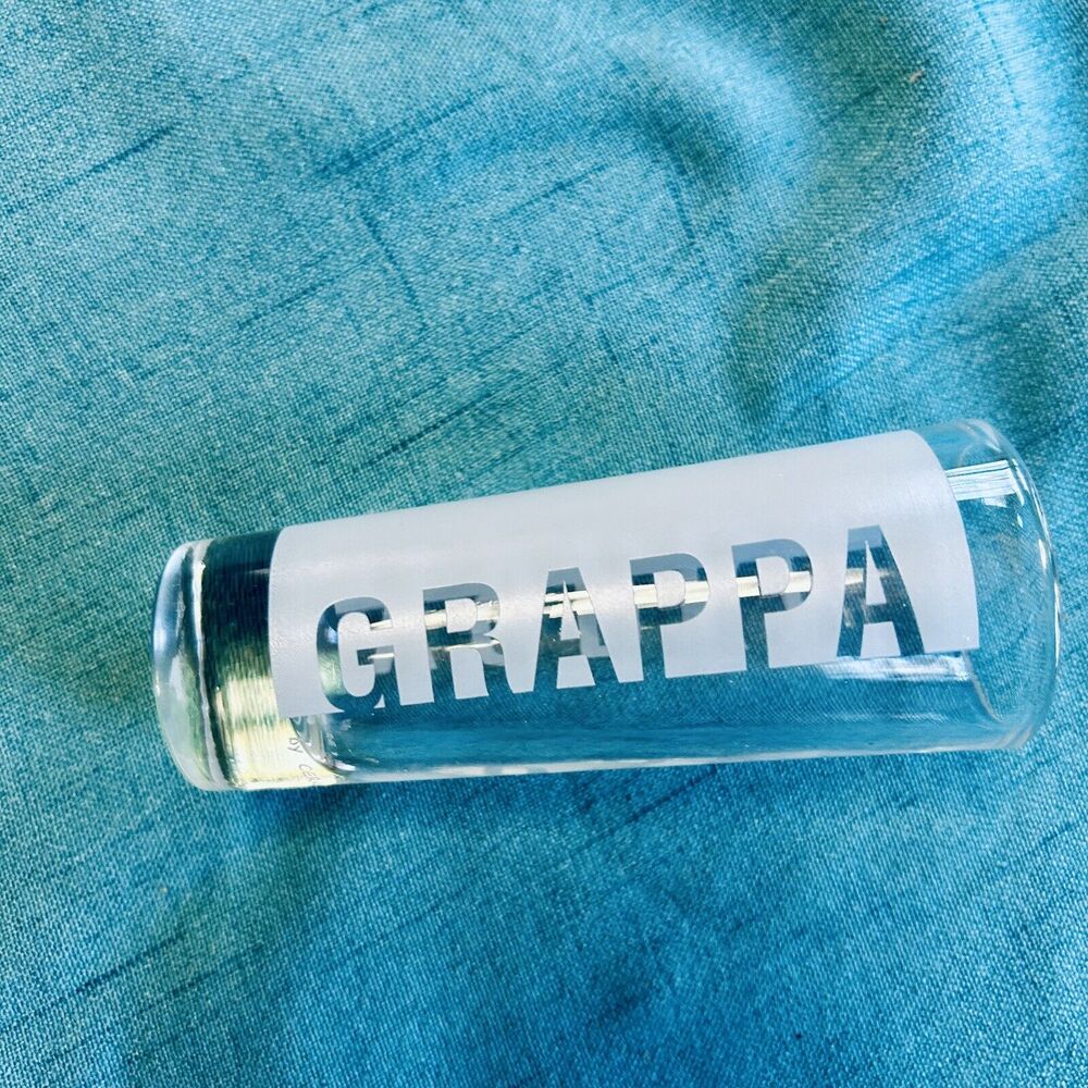 Grappa Vodka Shot Glass NWT‎ 90s era - Lettering On Each Side 3-inches Tall